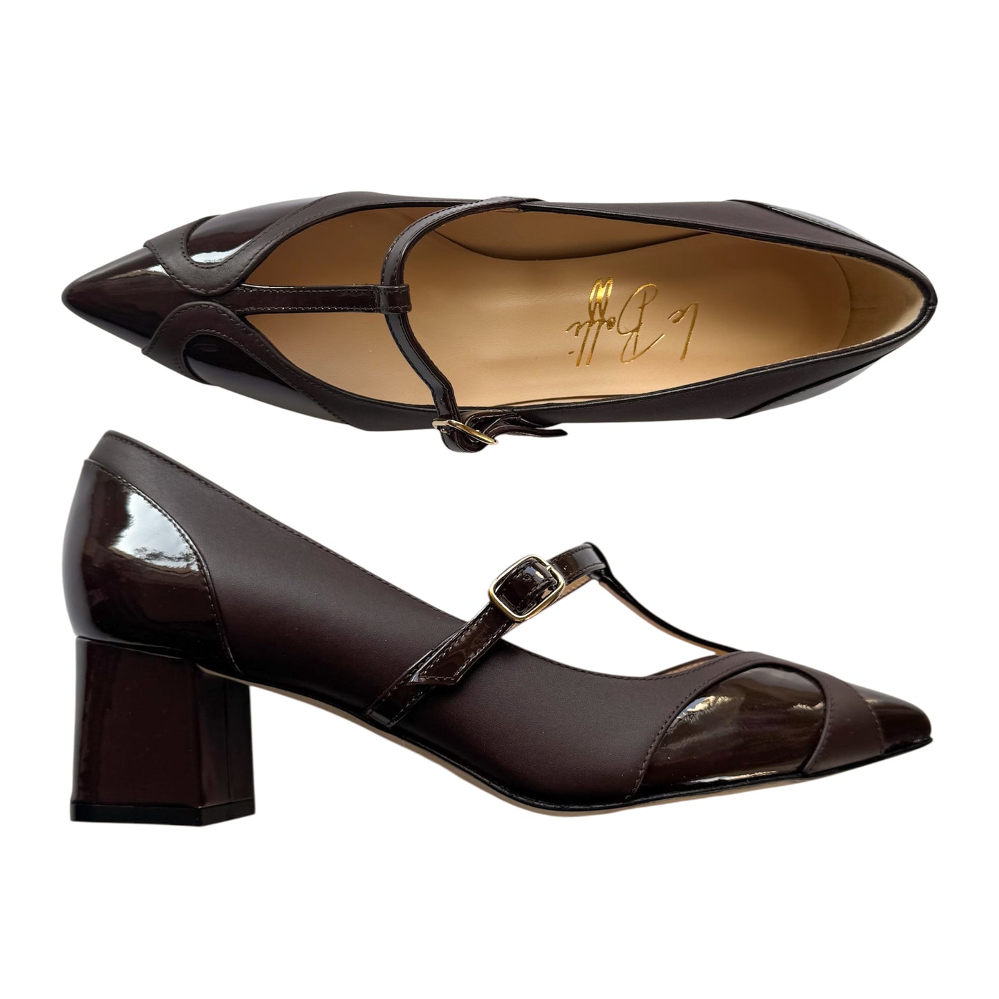 Vittoria 55 in vernice e pelle marrone