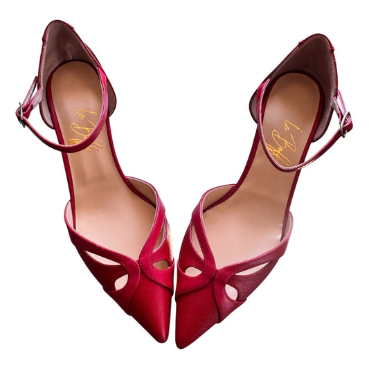 Celeste 55 in pelle pois rossa