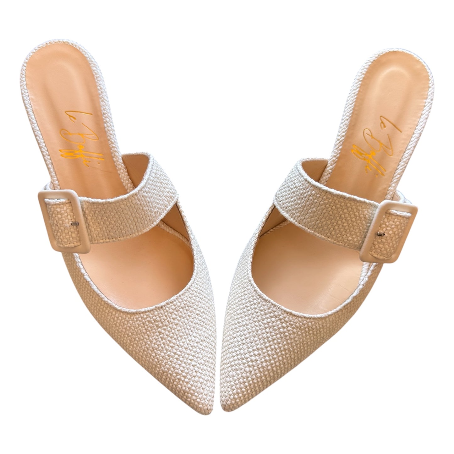 Ginevra mule 55 in intrecciato bianco latte