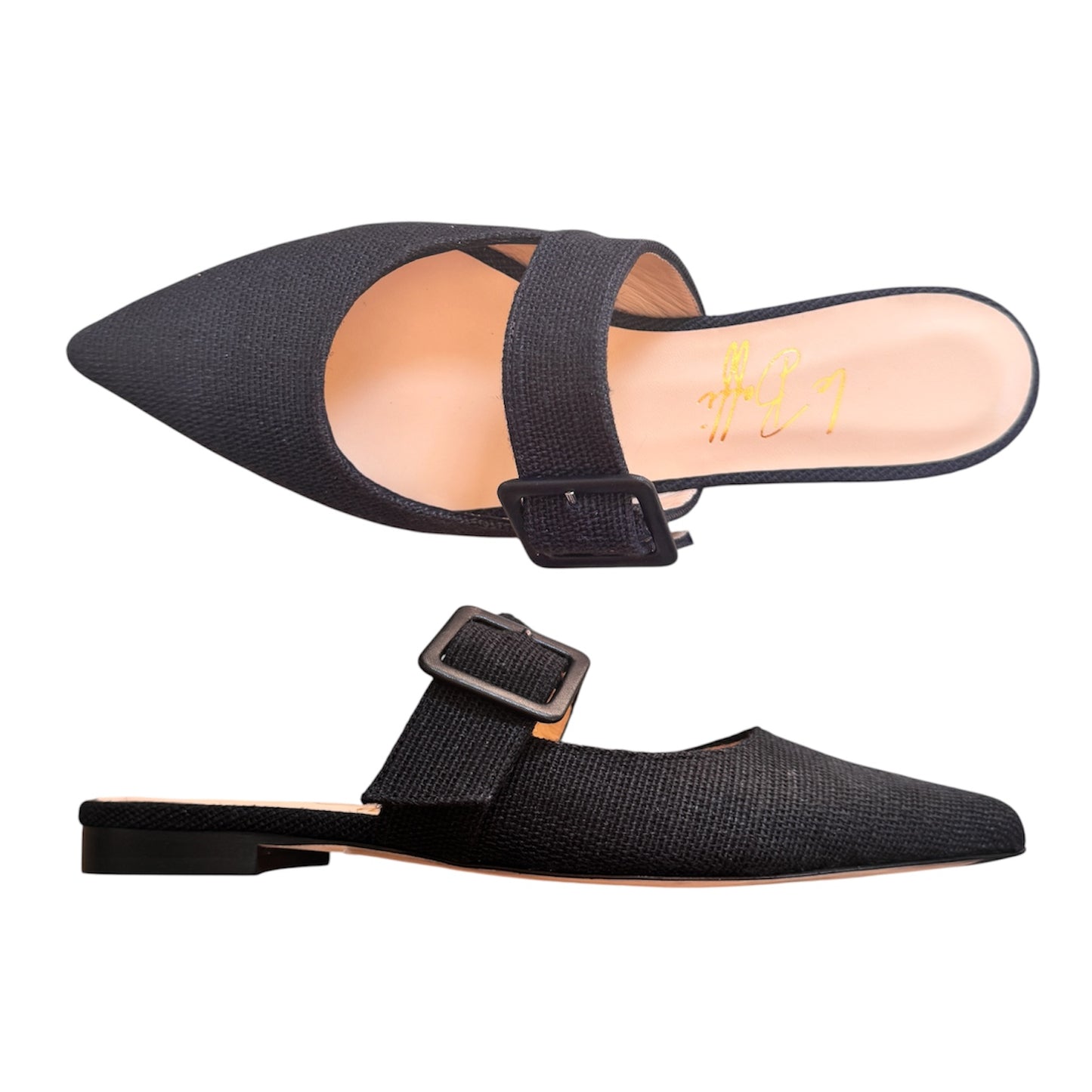 Ginevra mule in lino nero