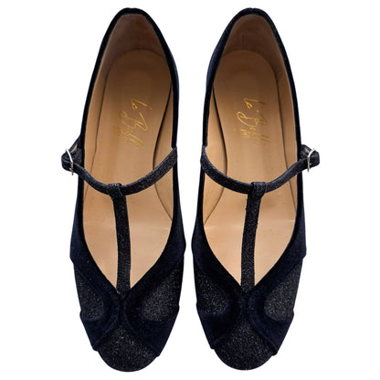 Vittoria tonda in glitter e velluto nero