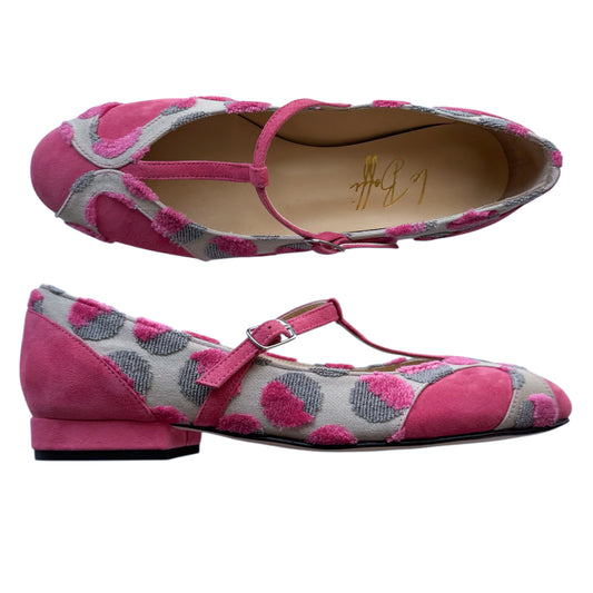 Vittoria tonda in camoscio e tessuto pois