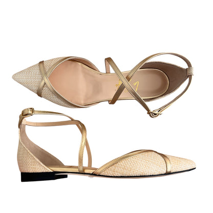 Elisabetta in rafia beige e oro