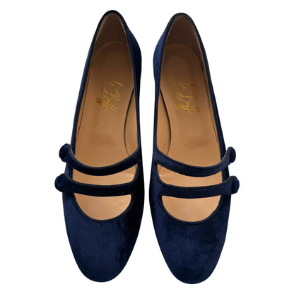 Frida tonda in velluto blu notte