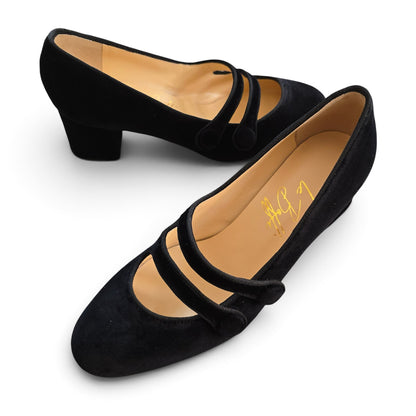 Frida tonda in velluto nero 55