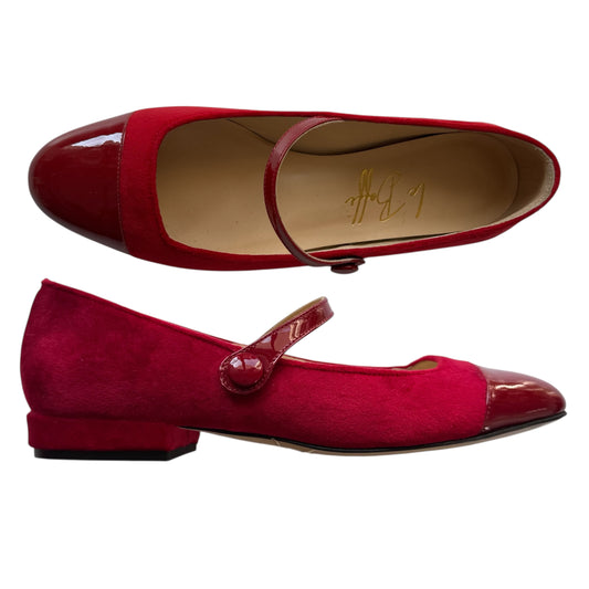 Emma ballerina Round Toe in red velvet and patent leather