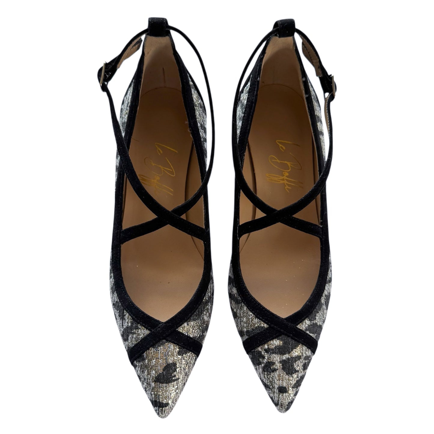 Elisabetta ballerina 55 in black and glitter leopard print fabric