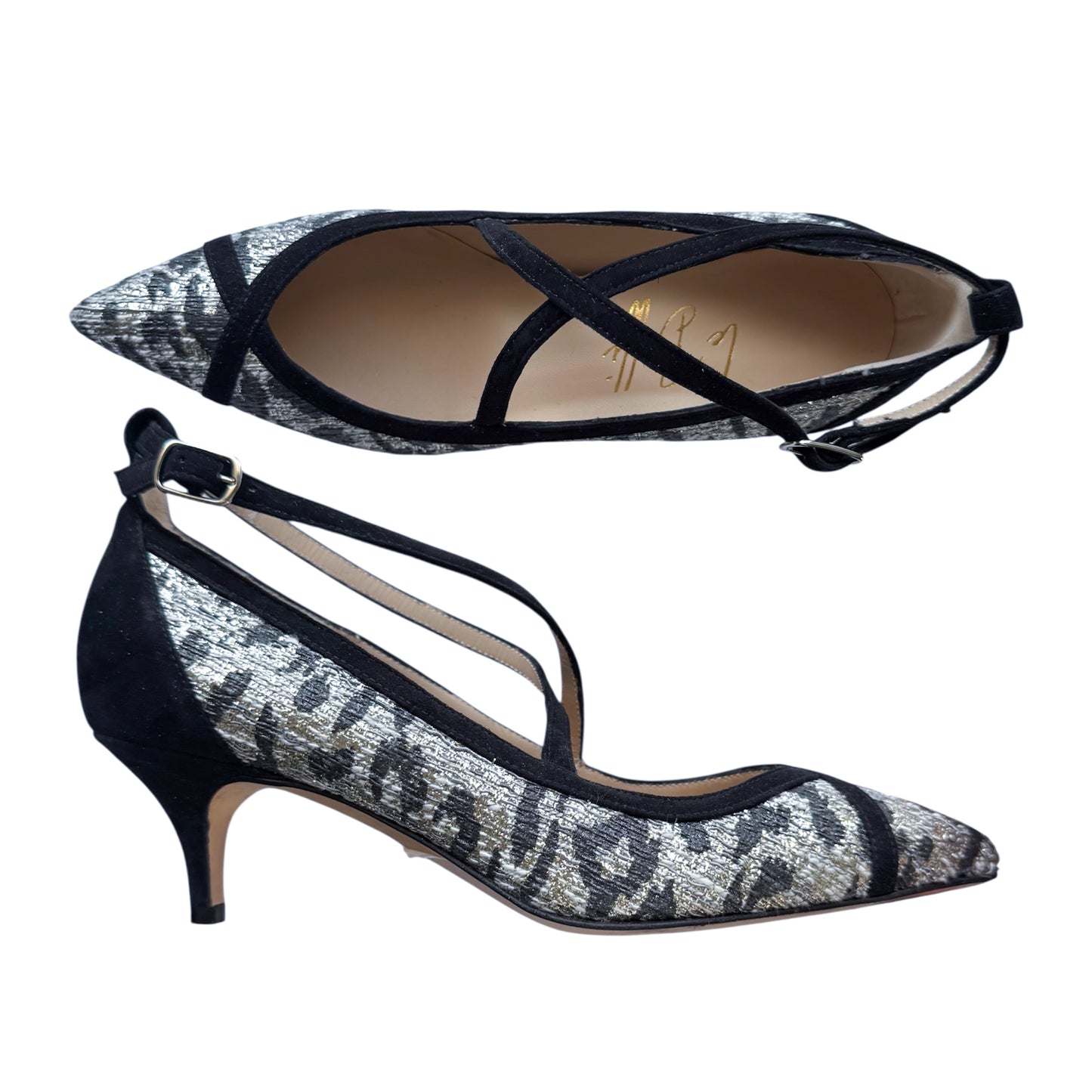 Elisabetta ballerina 55 in black and glitter leopard print fabric