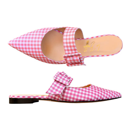 Ginevra mule in vichy rosa