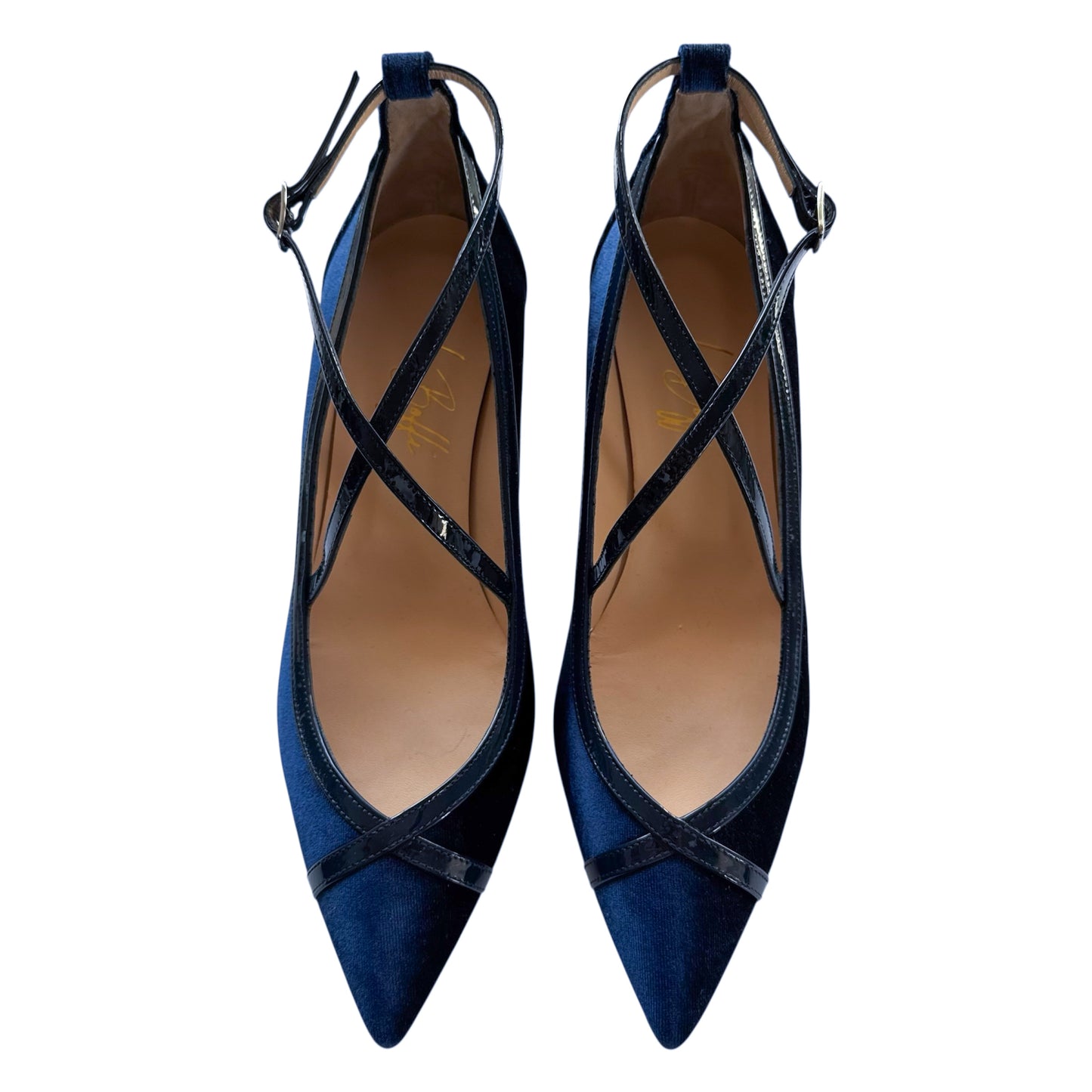 Elisabetta ballerina 55 in velluto e vernice blu