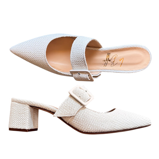 Ginevra mule 55 in intrecciato bianco latte