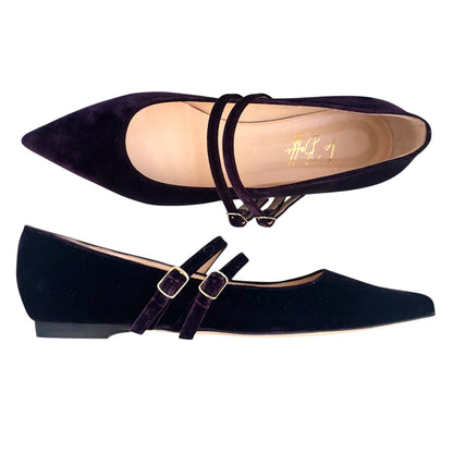 Elisa ballerina in velluto prugna scuro