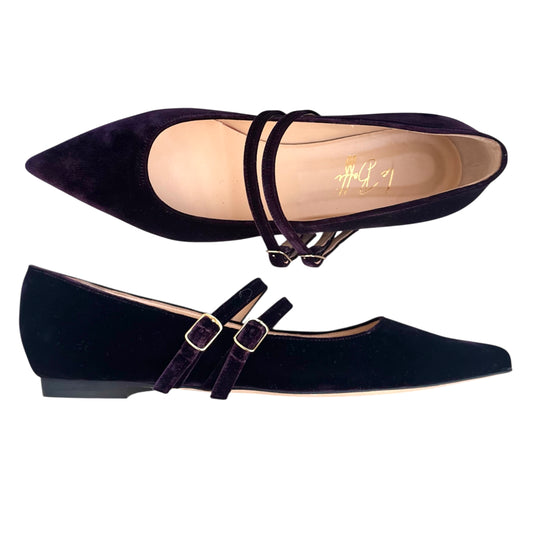 Elisa ballerina in velluto prugna scuro