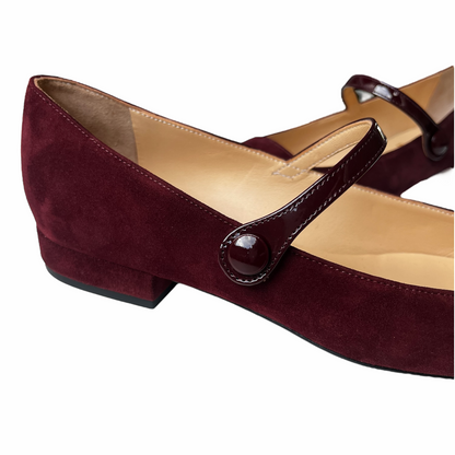 EMMA TONDA in camoscia terracotta e vernice bordeaux