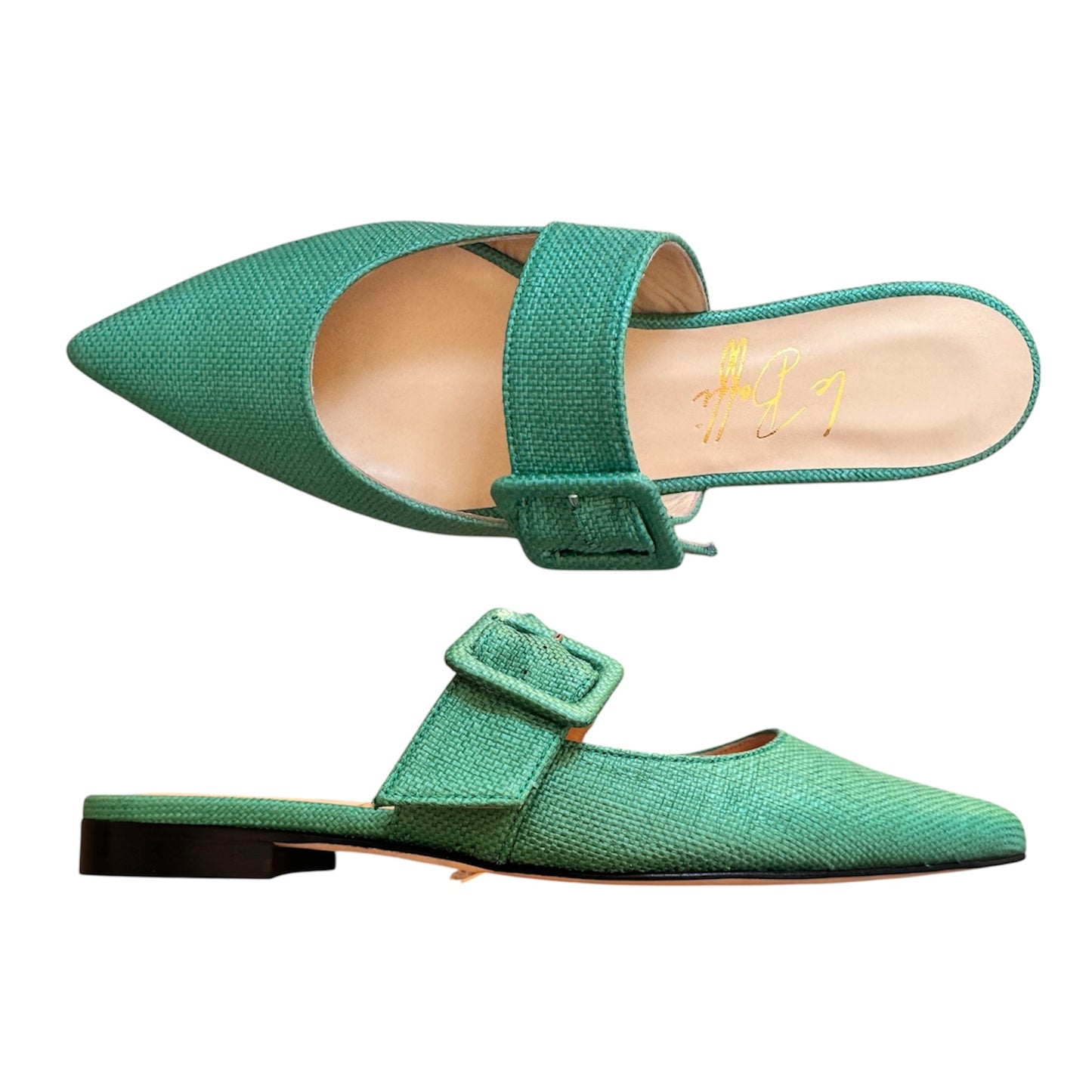 Ginevra mule in rafia verde