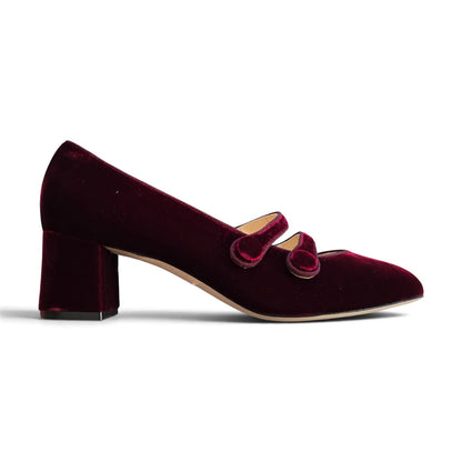 Frida tonda in velluto bordeaux 55