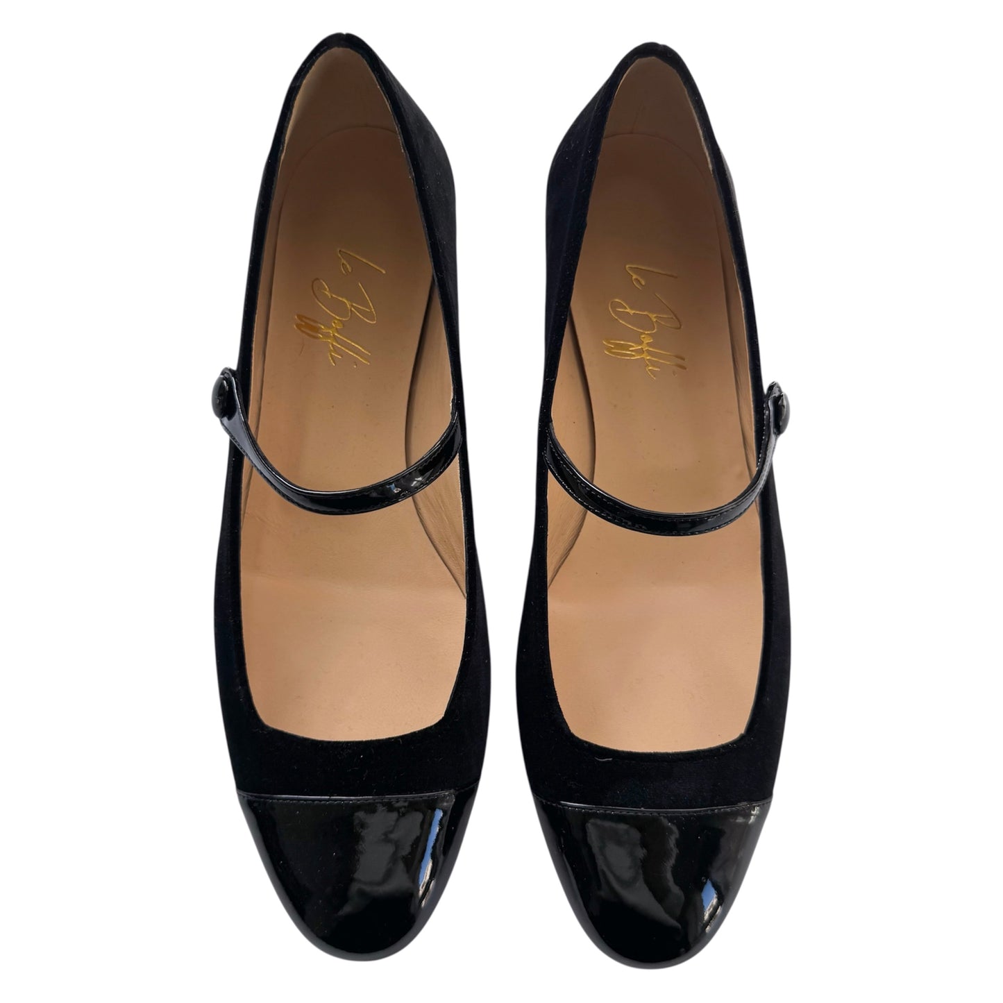 Emma ballerina tonda in velluto nero e vernice nera