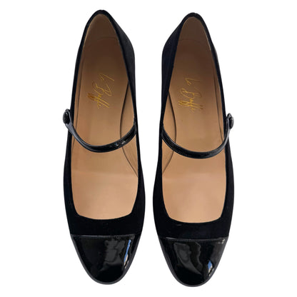 Emma ballerina tonda in velluto nero e vernice nera