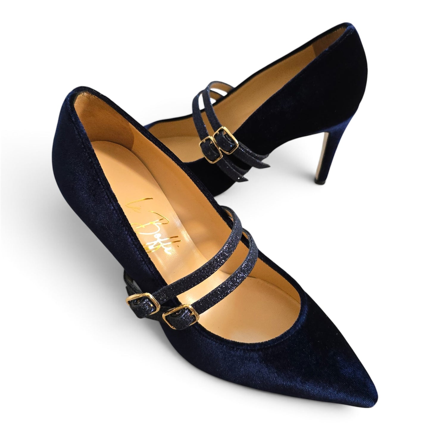 Elisa 85 in velluto e glitter blu