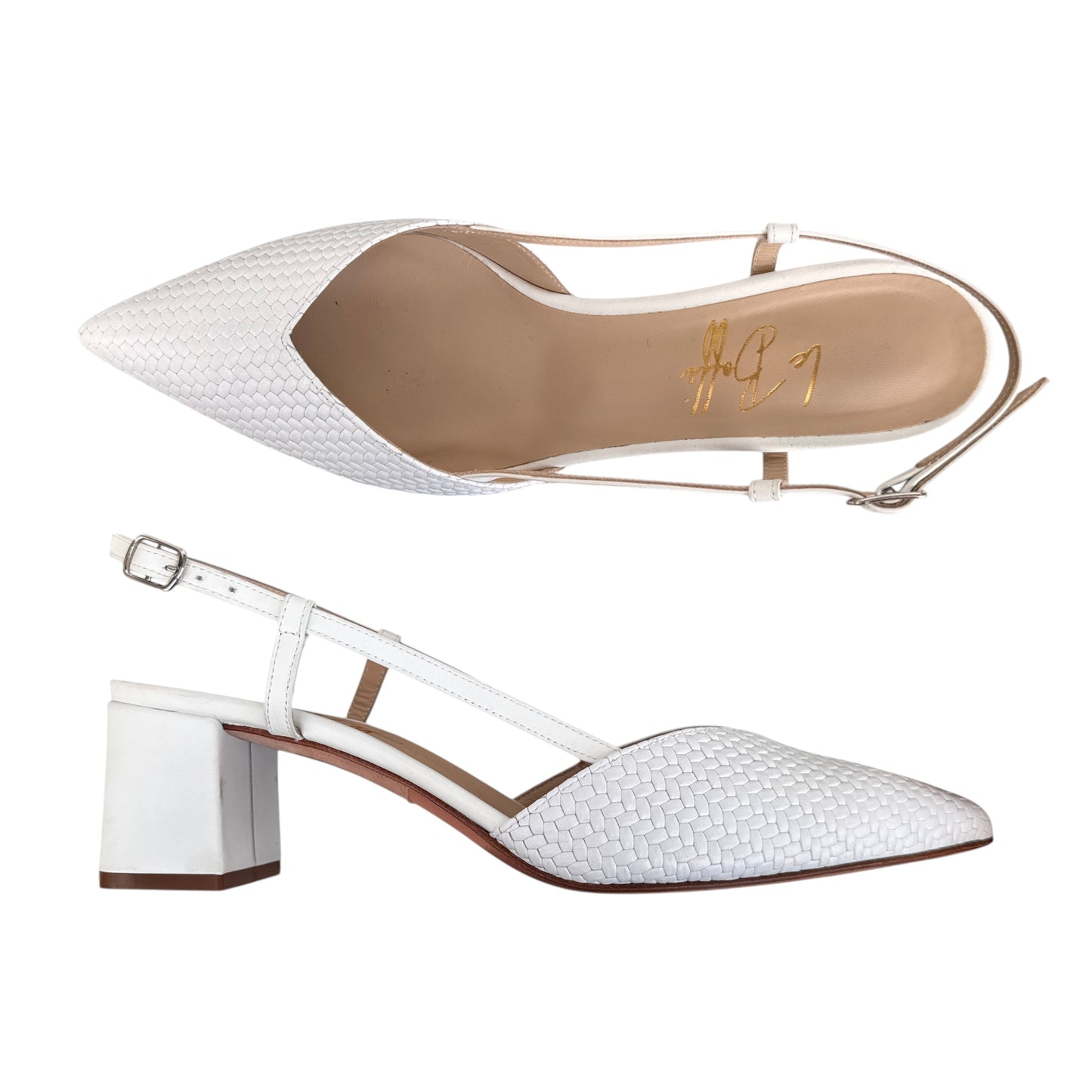 Gaia 55 in pelle intrecciata bianca