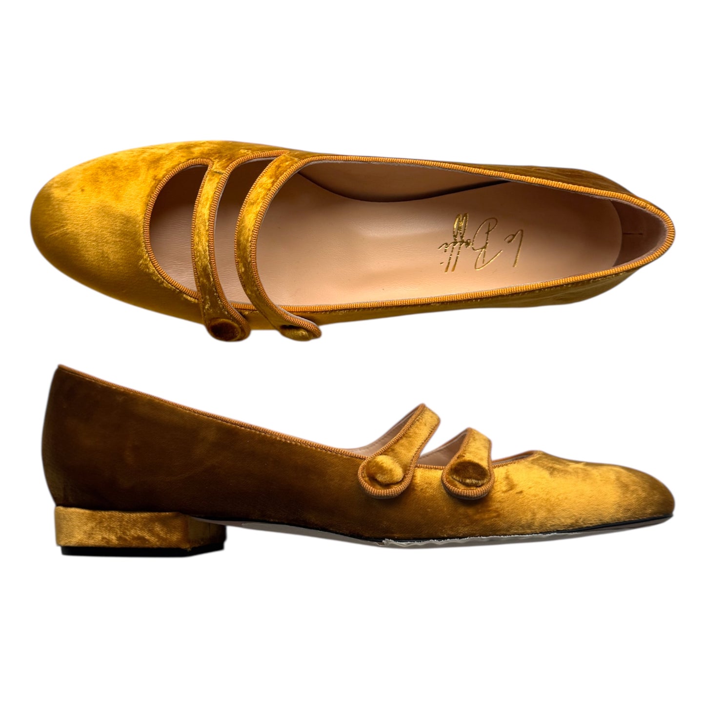 Frida tonda in velluto oro