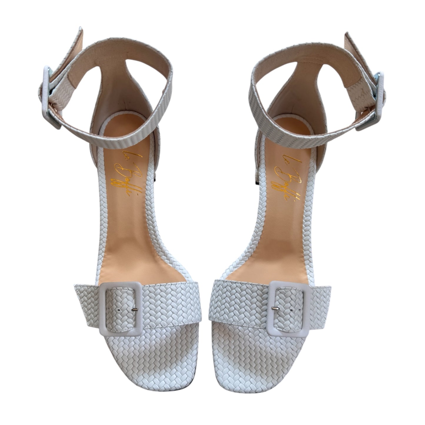 Sandalo Carlotta in pelle intrecciata bianca