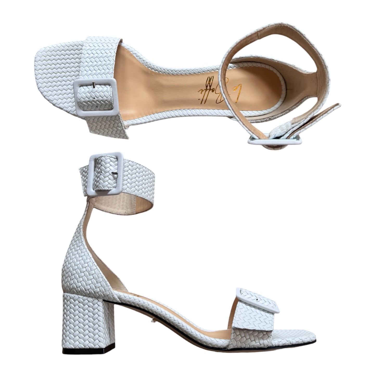 Sandalo Carlotta in pelle intrecciata bianca