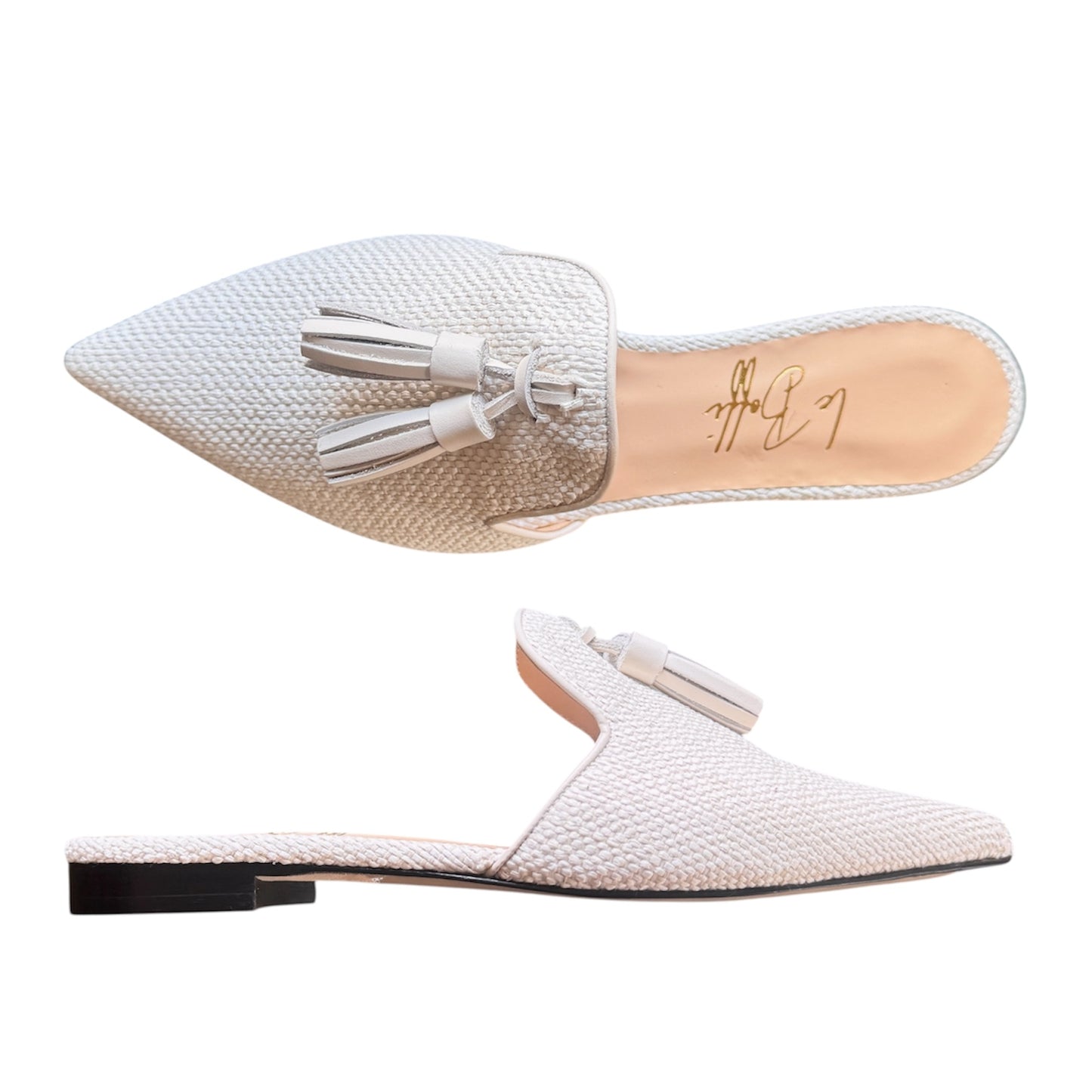 Agata mule in intrecciato bianco latte