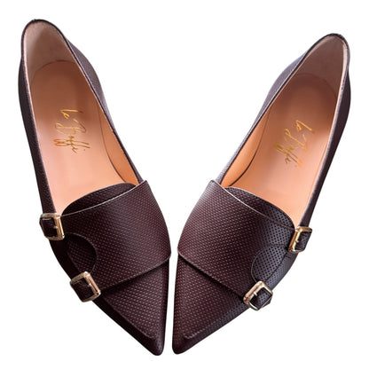 Penelope in pelle pois marrone
