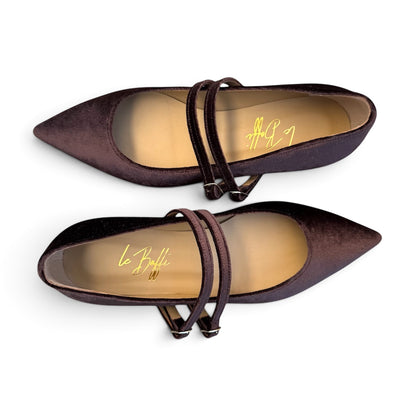 ELISA BALLERINA in chocolate velvet