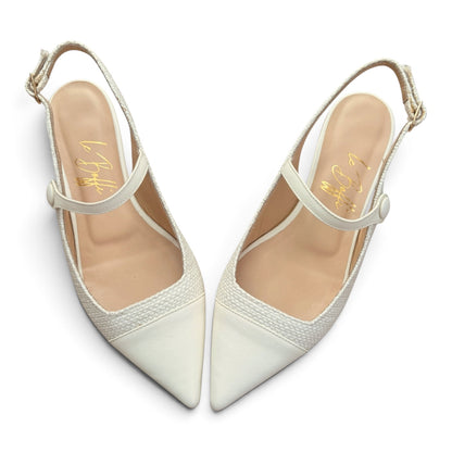 Emma Slingback in intrecciato bianco latte
