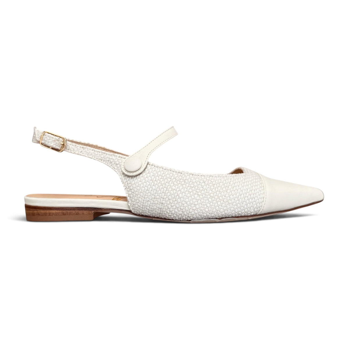 Emma Slingback in intrecciato bianco latte