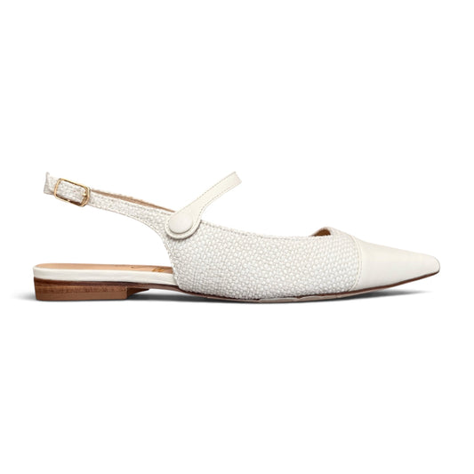 Emma Slingback in intrecciato bianco latte