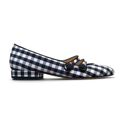 Frida round in black and white gingham