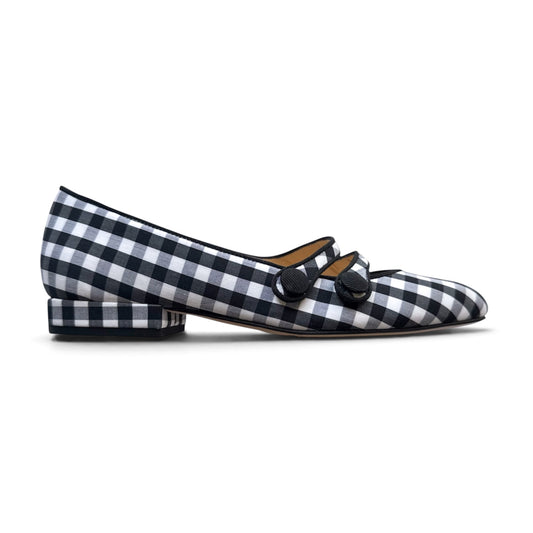 Frida round in black and white gingham