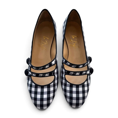 Frida round in black and white gingham