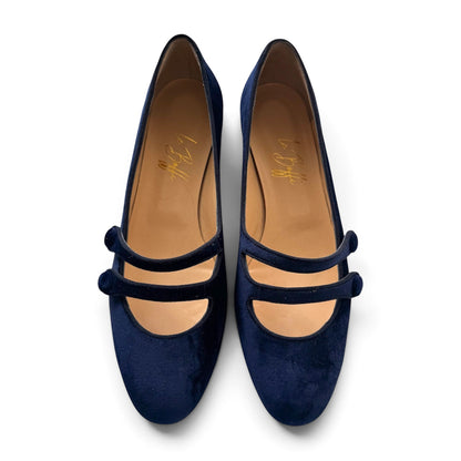 Round Frida in midnight blue velvet