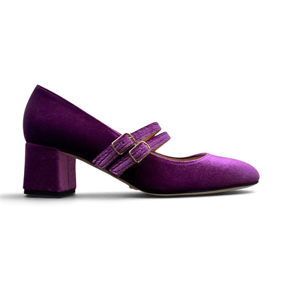 Elisa round toe ballerina in ultraviolet velvet 55