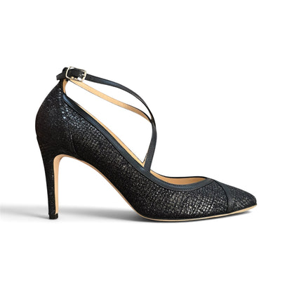 Elisabetta ballerina 85 in tessuto glitterato nero