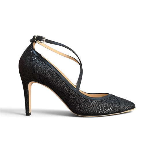 Elisabetta ballerina 85 in tessuto glitterato nero