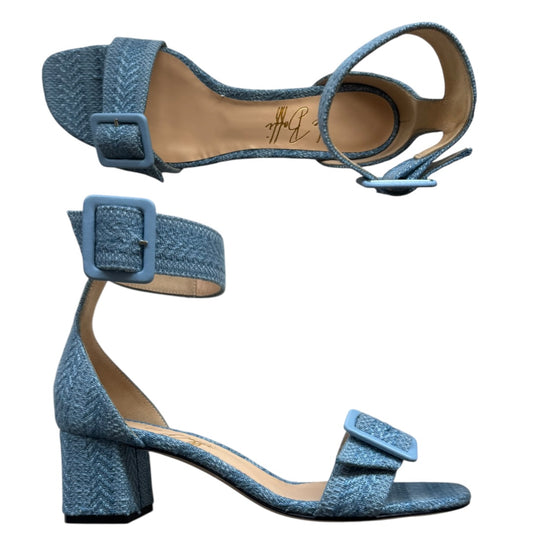 Sandalo Carlotta in tessuto intrecciato azzurro