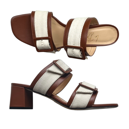 Sandalo Bianca in pelle mattone e canvas