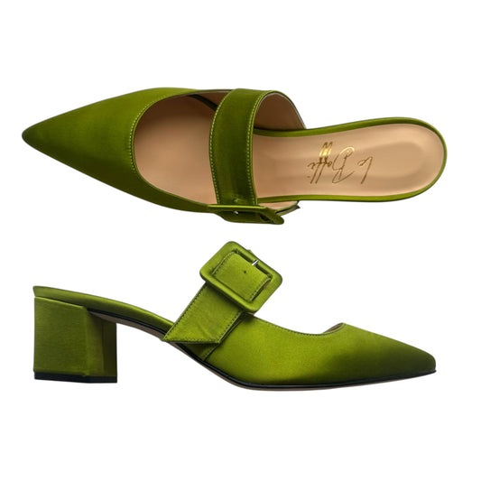 Ginevra Mule 55 in raso verde acido