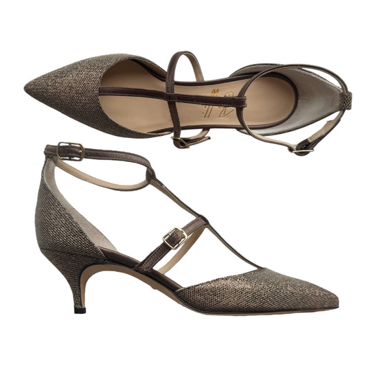 Fiammetta 55 in tessuto glitterato marrone e raso marrone
