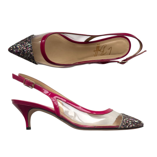 Ida Sling 55 in plexi, vernice fucsia e glitter