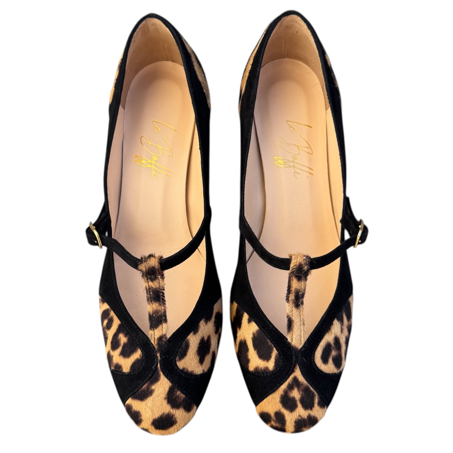 Vittoria Ballerina 55 a punta tonda in cavallino e camoscio nero