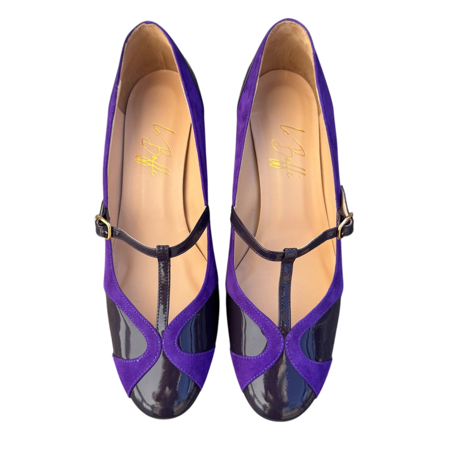 Vittoria Ballerina 55 a punta tonda in camoscio e vernice viola