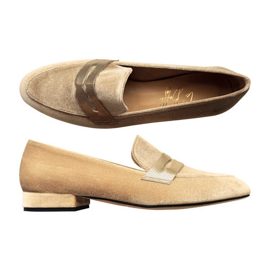 SOFIA in velluto beige e oro