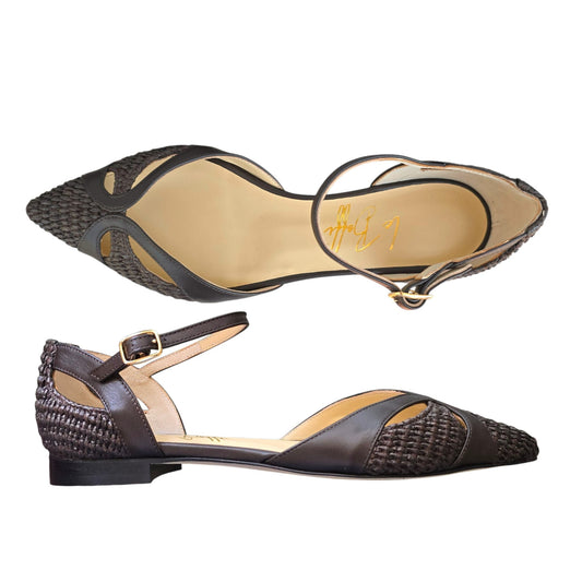 Celeste in rafia marrone