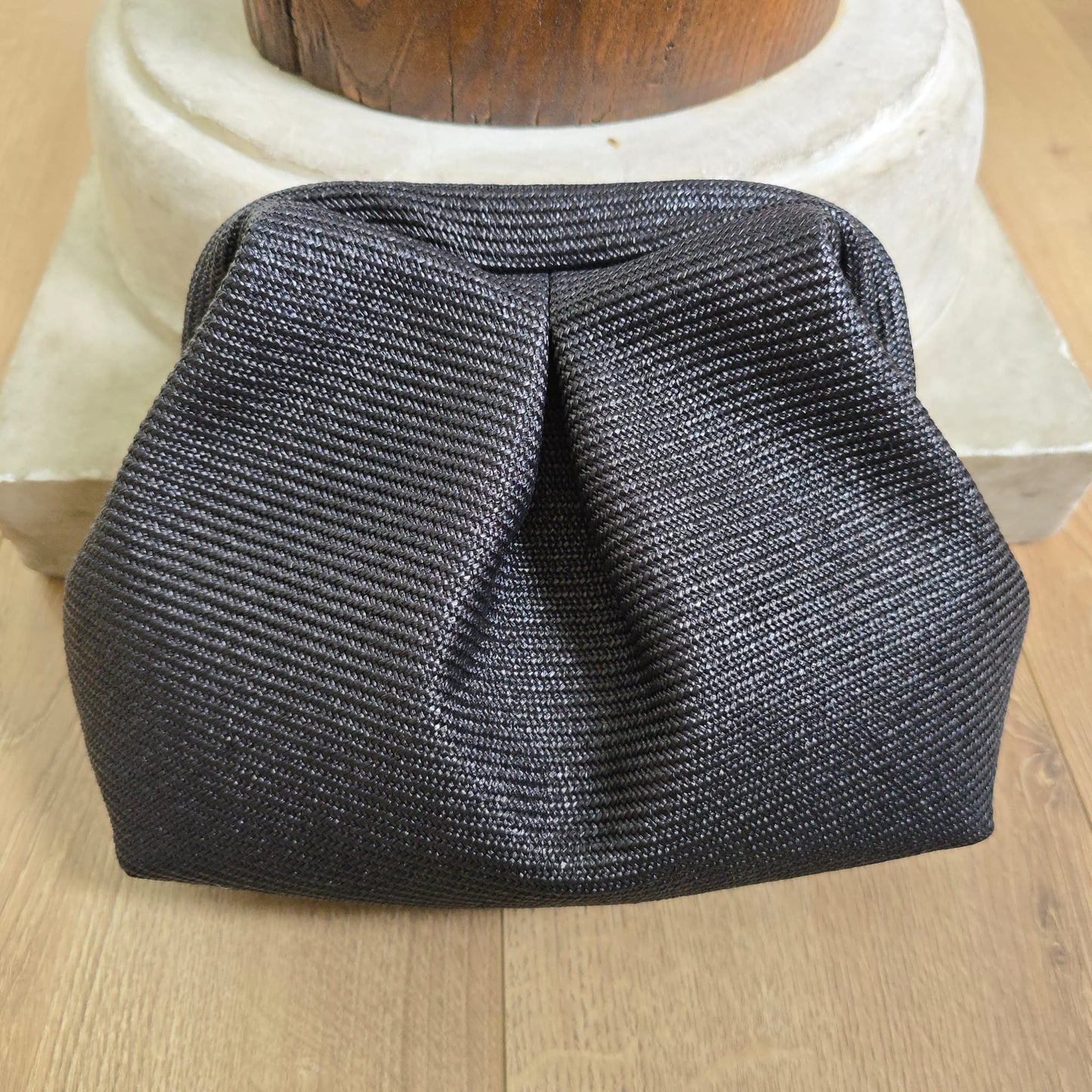 Boffina Bag in rafia nera